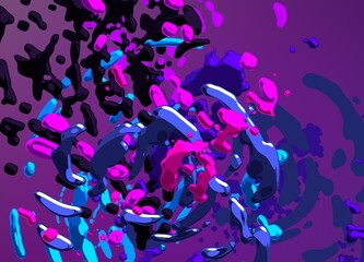 Cartoon water liquid particles droplets. Abatract painting. 2d illustration. Frozen motion small particle molecules. © Jakub