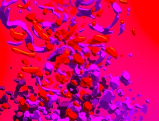 Cartoon water liquid particles droplets. Abatract painting. 2d illustration. Frozen motion small particle molecules. © Jakub