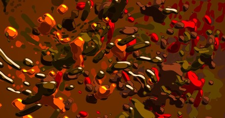 Cartoon water liquid particles droplets. Abatract painting. 2d illustration. Frozen motion small particle molecules. © Jakub