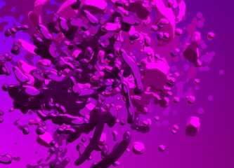 Obraz premium Cartoon water liquid particles droplets. Abatract painting. 2d illustration. Frozen motion small particle molecules.
