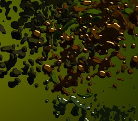 Cartoon water liquid particles droplets. Abatract painting. 2d illustration. Frozen motion small particle molecules. © Jakub