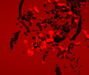 Cartoon water liquid particles droplets. Abatract painting. 2d illustration. Frozen motion small particle molecules. © Jakub