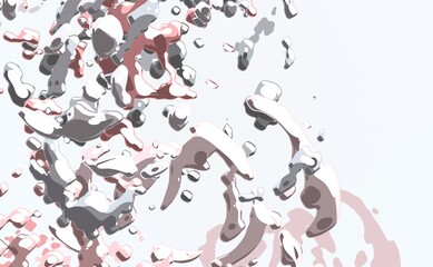 Cartoon water liquid particles droplets. Abatract painting. 2d illustration. Frozen motion small particle molecules. © Jakub