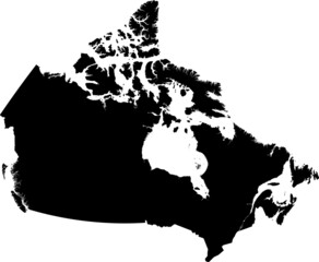 Simple blank black vector administrative map of CANADA