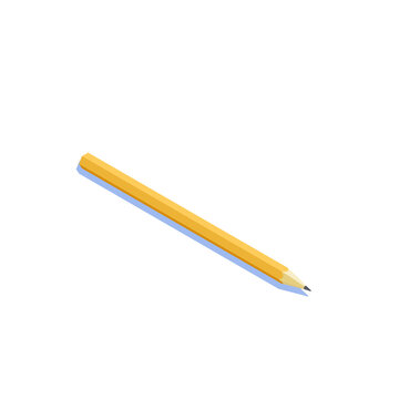 Yellow pencil isometric vector illustration isolated on white background