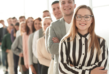 Obraz premium background image of a group of diverse people standing in line