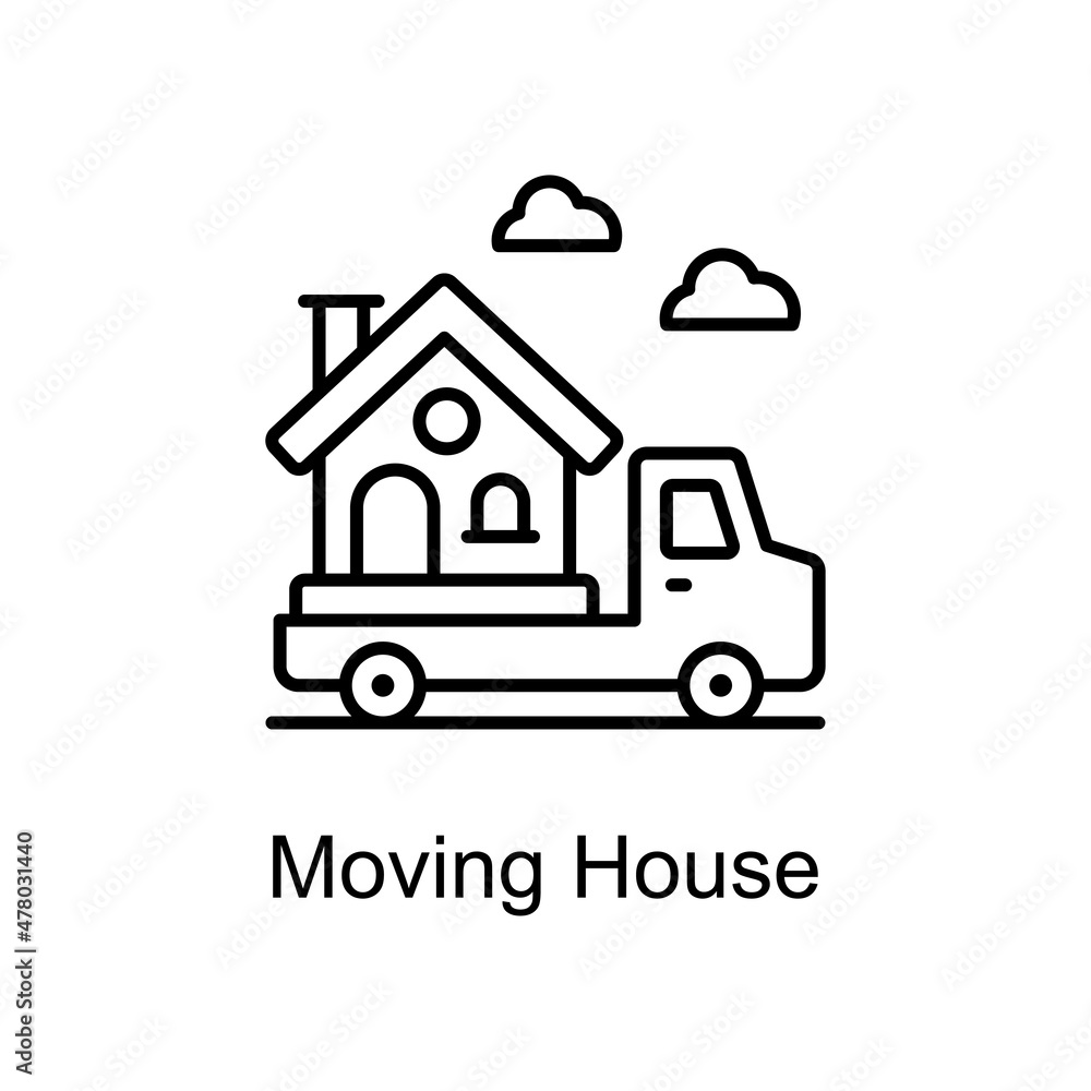 Poster moving house vector line icons for your digital or print projects.
