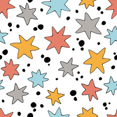 Simple seamless background with colored stars.