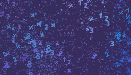 Numbers hand drawing with math symbols on colorful background. © Jakub