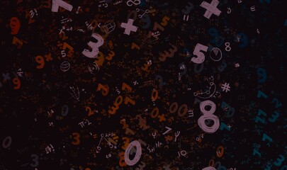 Numbers hand drawing with math symbols on colorful background. © Jakub