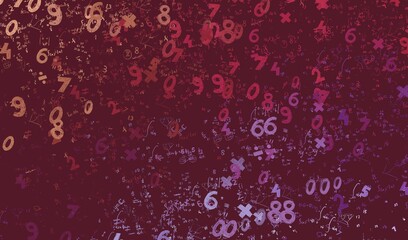 Numbers hand drawing with math symbols on colorful background.