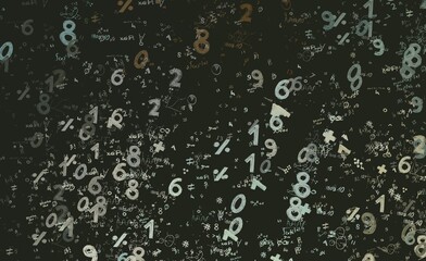 Obraz premium Numbers hand drawing with math symbols on colorful background.