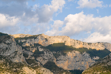 The Gorges du Verdon and its mountains in Europe, France, Provence Alpes Cote dAzur, Var, in summer, on a sunny day.