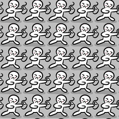 seamless pattern of cute man cartoon