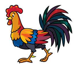 Funny rooster Farm animal kids illustration series