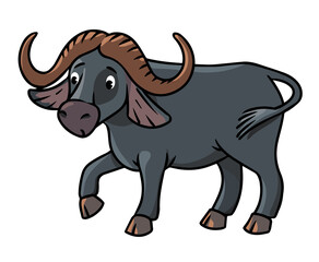 Funny wild buffalo. Funny kids vector illustration