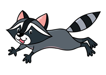 Funny running raccoon. Kid s vector illustration