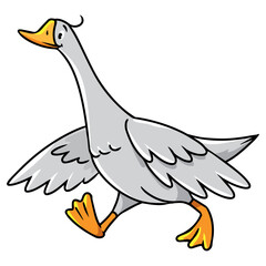 Funny goose. Farm animals kids vector illustration