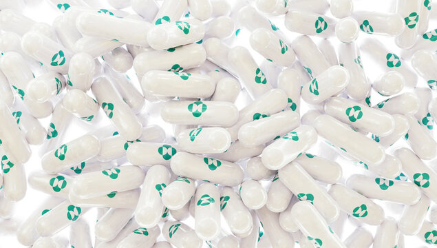 Prague, Czech Republic - January 2, 2022: Merck Molnupiravir Oral Antiviral Treatment Pills 3D Product Visualization Render