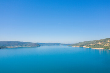 Obraz premium The Lake of Sainte-Croix in Europe, France, Provence Alpes Cote dAzur, Var, in summer, on a sunny day.
