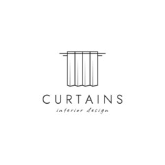 Line art curtains logo simple vector illustration design