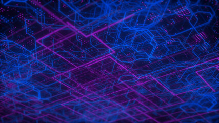 Abstract lines in a chaotic manner, in the form of the future metro. City schemes. 3d rendering.