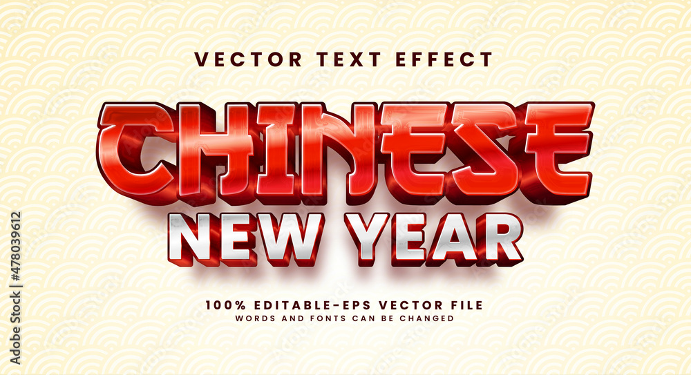 Poster chinese new year editable text style effect with red color theme. suitable for asian event concept.