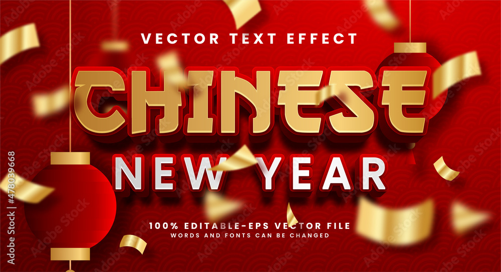 Poster chinese new year editable text style effect with red color theme. suitable for asian event concept.