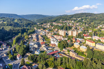 Aerial view of Tanvald in Jizera Mountains