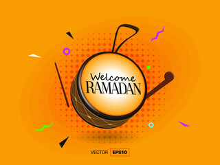 Vector character drawing in the form of Ramadan drum
