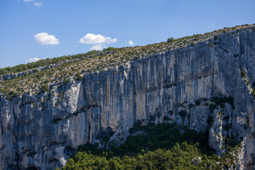 The cliffs of the Gorges du Verdon in Europe, France, Provence Alpes Cote dAzur, Var, in summer, on a sunny day.