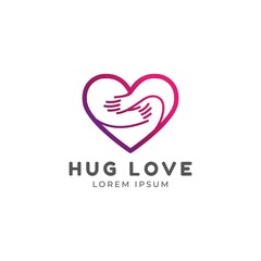 Hug love icon logo vector design template. Heart logo for mental care clinic, volunteer, couple, or relationship.