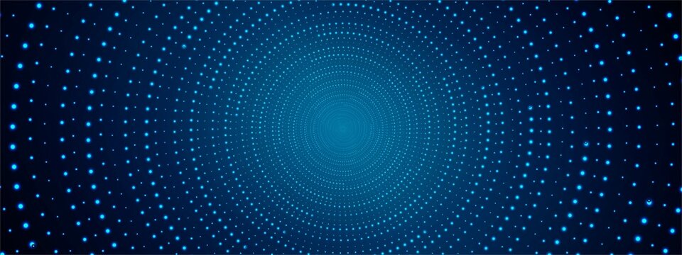 Abstract  background of dots. Vector design of circles in a spiral, hypnosis. The pattern of a cosmic funnel, a maze. Glowing neon stars. Poster for social networks, medicine, websites, business