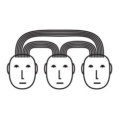 3 heads connected through communication channels