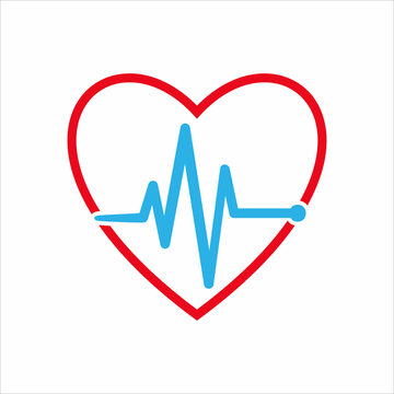 electrocardiogram and heart icon logo vector