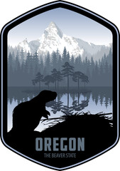Oregon vector label with Beaver