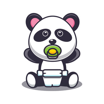 Cute baby panda. Cute cartoon animal illustration.