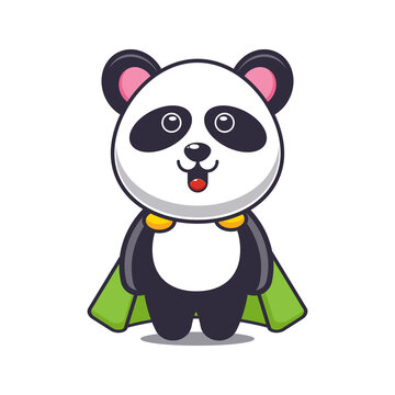 Cute super panda. Cute cartoon animal illustration.
