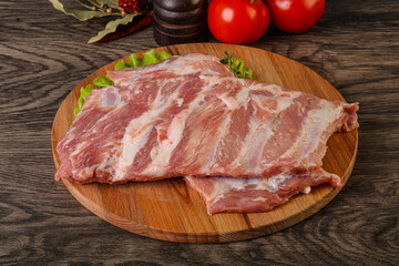 Raw pork ribs for cooking