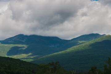 Mountains covered in clouds