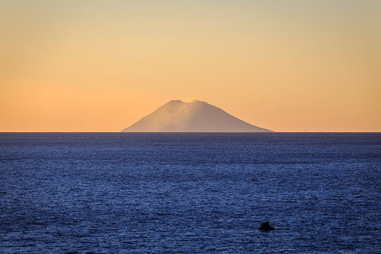 Stromboli volcano sunset