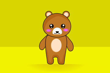 illustration of a bear sad cute character