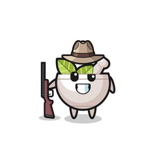 herbal bowl hunter mascot holding a gun