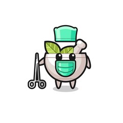 surgeon herbal bowl mascot character