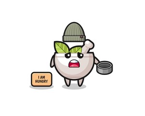 cute herbal bowl beggar cartoon character