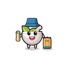 herbal bowl mascot character as hiker