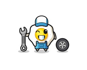 the fried egg character as a mechanic mascot