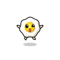 fried egg character is jumping gesture