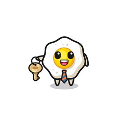 cute fried egg as a real estate agent mascot