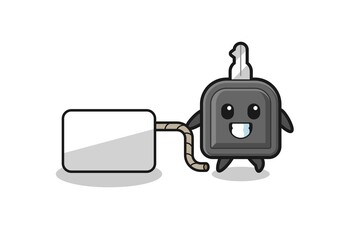 Obraz premium car key cartoon is pulling a banner